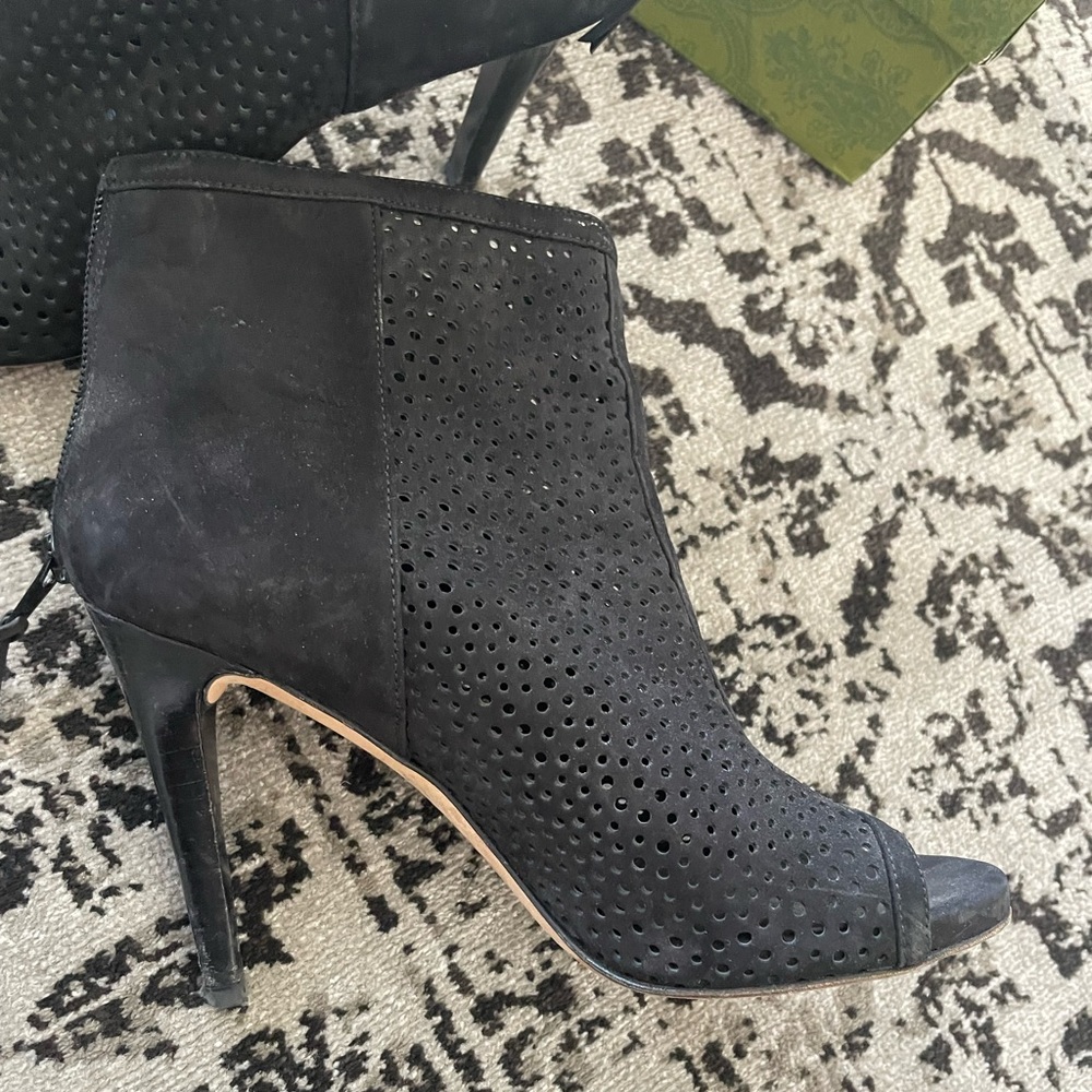 Stuart Weitzman Suede Open Toe Ankle Boots